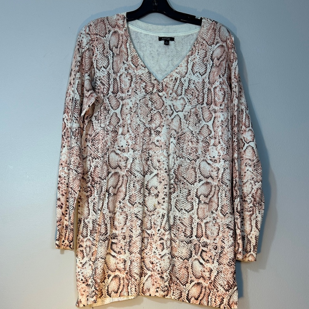 Snakeskin Print V-Neck Sweater